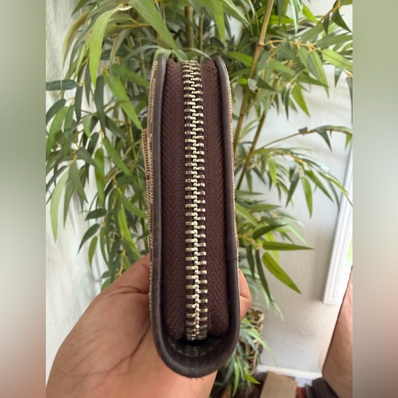 COACH Brown Signature Zipper Wallet - Picture 5 of 7